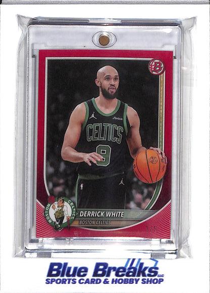 2025 Topps - Bowman - Veterans - Red Border - Derrick White - 3/5 - #58 - Basketball - Celtics - drop