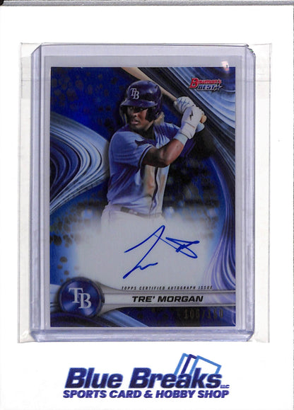 2024 Topps - Bowman's Best - Blue Refractor - Auto - Tre' Morgan - 105/150 - Baseball - Ray's - drop