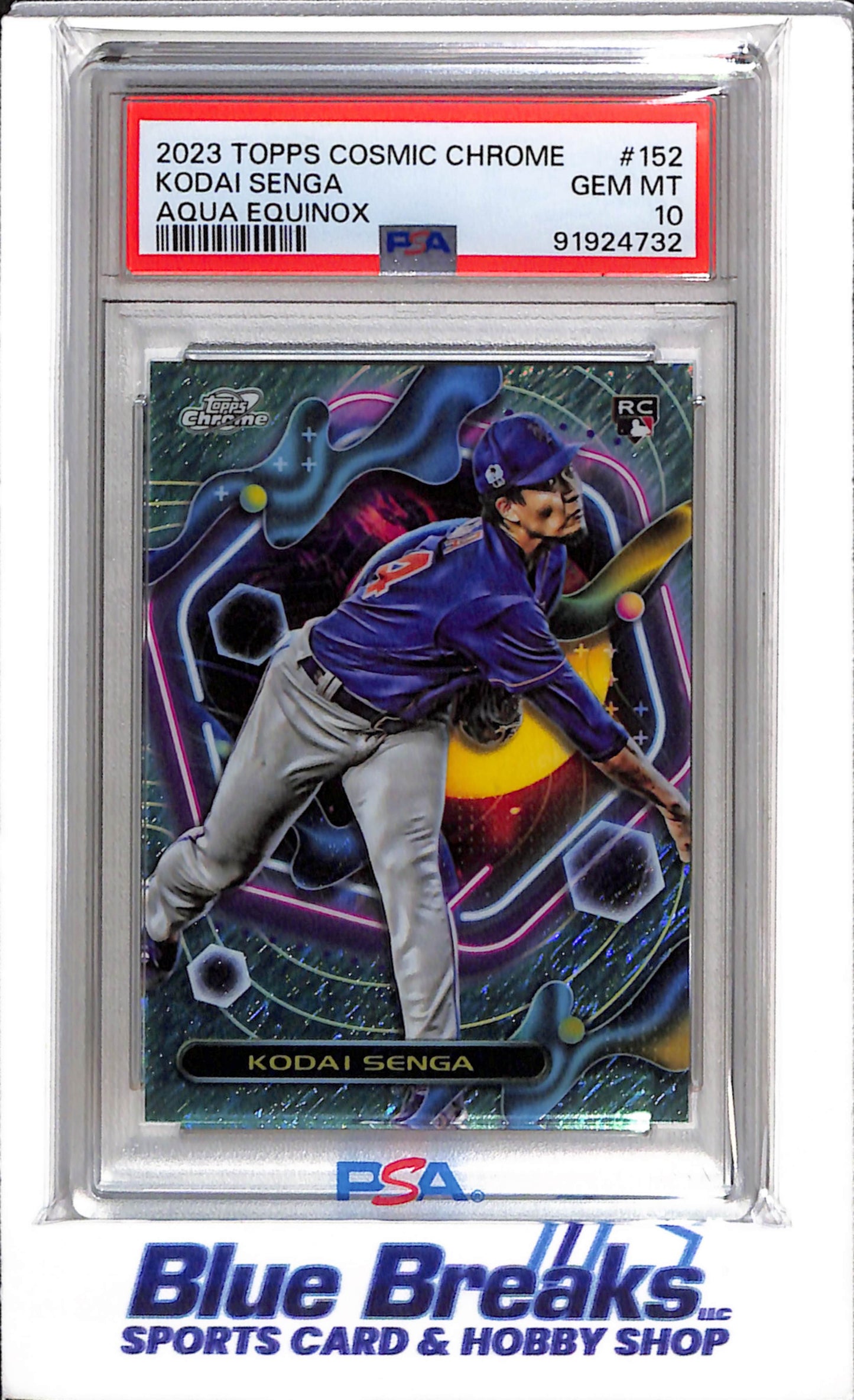 2023 Topps - Chrome - Rookie Card - Cosmic Chrome - Aqua Equinox - Kodai Senga - PSA 10 - 194/199 - #152 - Baseball - Mets - drop