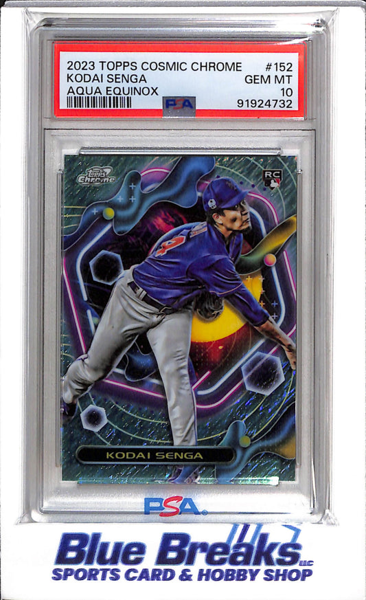 2023 Topps - Chrome - Rookie Card - Cosmic Chrome - Aqua Equinox - Kodai Senga - PSA 10 - 194/199 - #152 - Baseball - Mets - drop