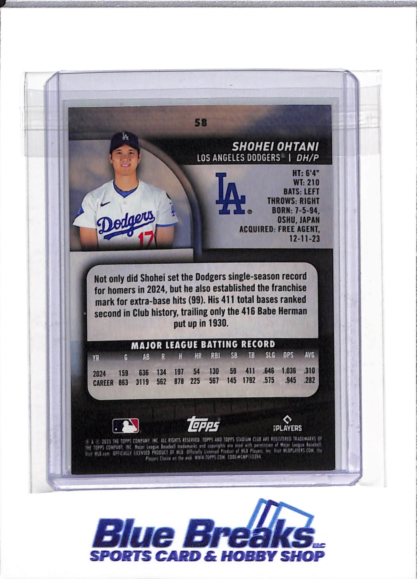 2025 Topps - Stadium Club - Green - Shohei Ohtani - #58 - Baseball - Dodgers - drop