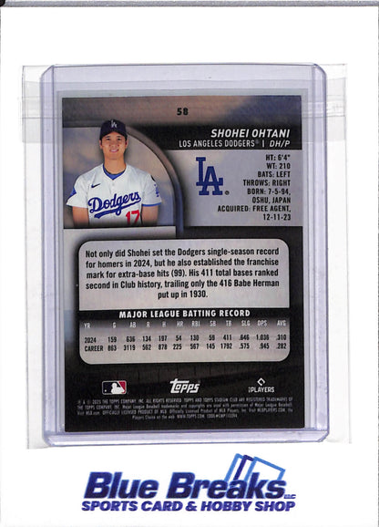 2025 Topps - Stadium Club - Green - Shohei Ohtani - #58 - Baseball - Dodgers - drop