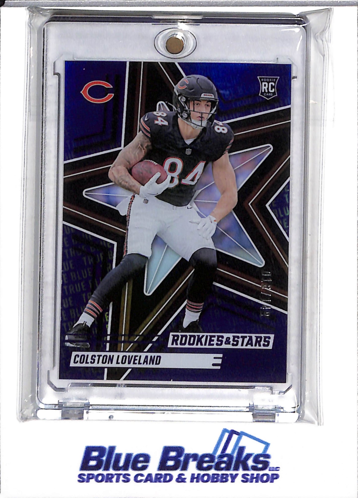 2025 Panini - Prizm - Rookies & Stars - Blue Foil - Colston Loveland - 016/149 - #114 - Football - Bears - drop