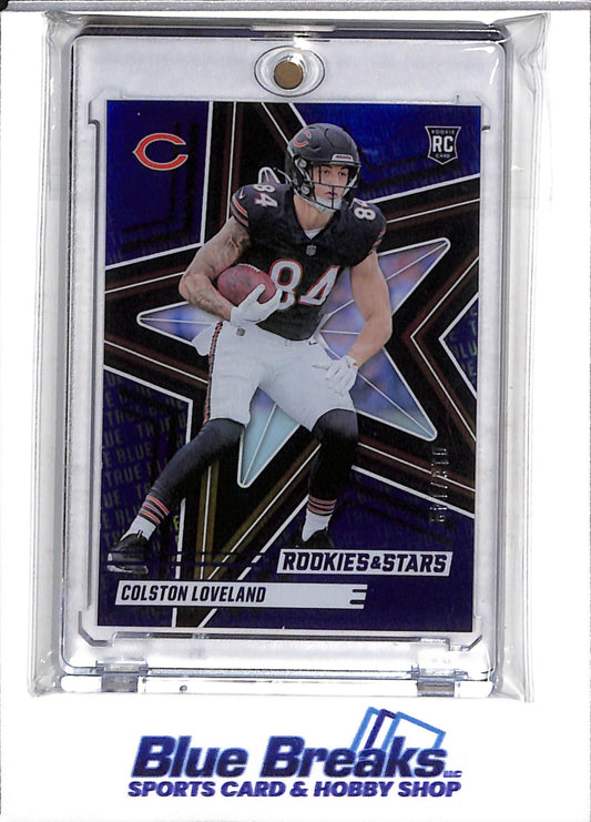 2025 Panini - Prizm - Rookies & Stars - Blue Foil - Colston Loveland - 016/149 - #114 - Football - Bears - drop