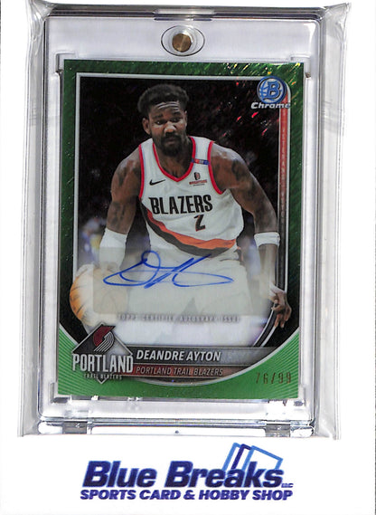 2025 Topps - Bowman Chrome - Veterans - Green Auto - Deandre Ayton - 76/99 - #BCA-DA - Basketball - Trailblazers - drop