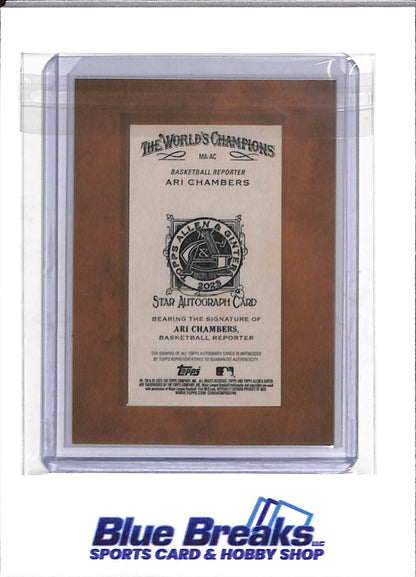 2023 Topps - Allen & Ginter - Auto - The World Champions - Ari Chambers - #MA-AC - Basketball Reporter - drop