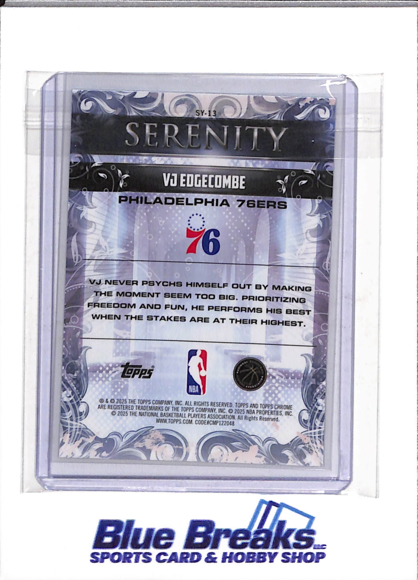 2025 Topps - Serenity - Rookie Card - Foil - VJ Edgecombe - #SY-13 - Basketball - 76ers - drop