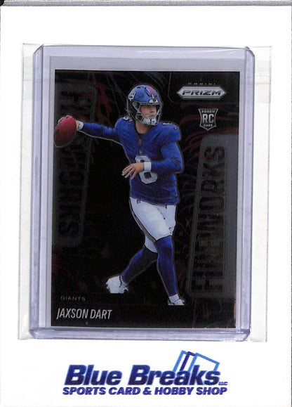 2025 Panini - Prizm - Fireworks - Rookie Card - Jaxson Dart - #6 - Football - Giants - drop