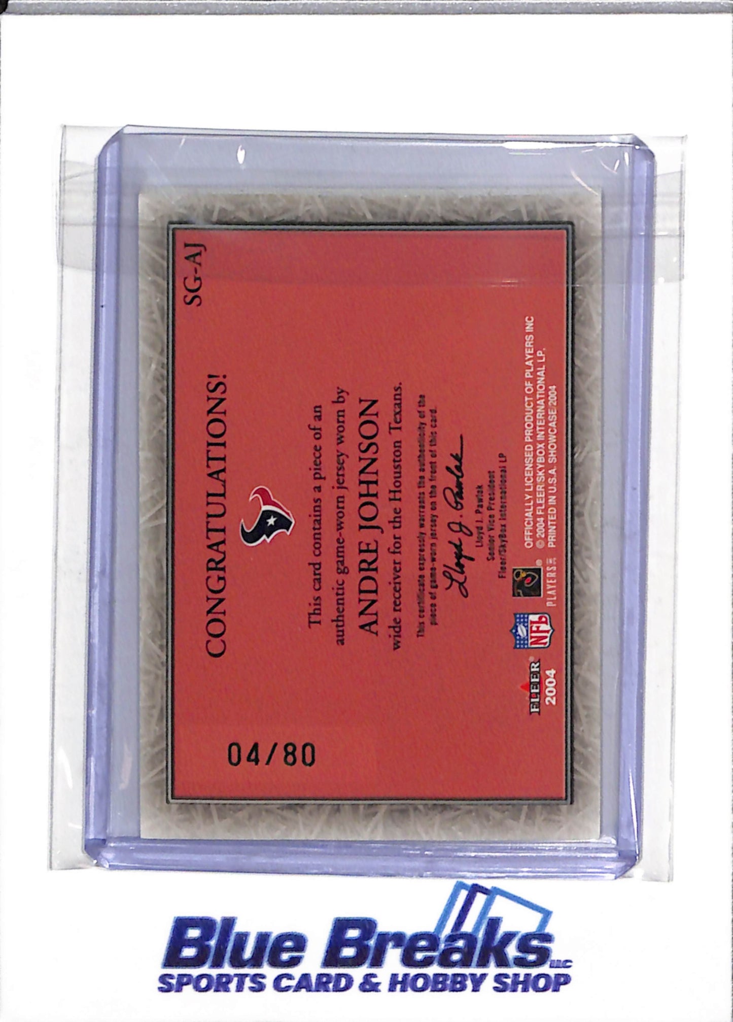 2004 Fleer - Showcase Grace - Relic - Andre Johnson - 04/80 - #SG-AJ - Football - Texans - drop