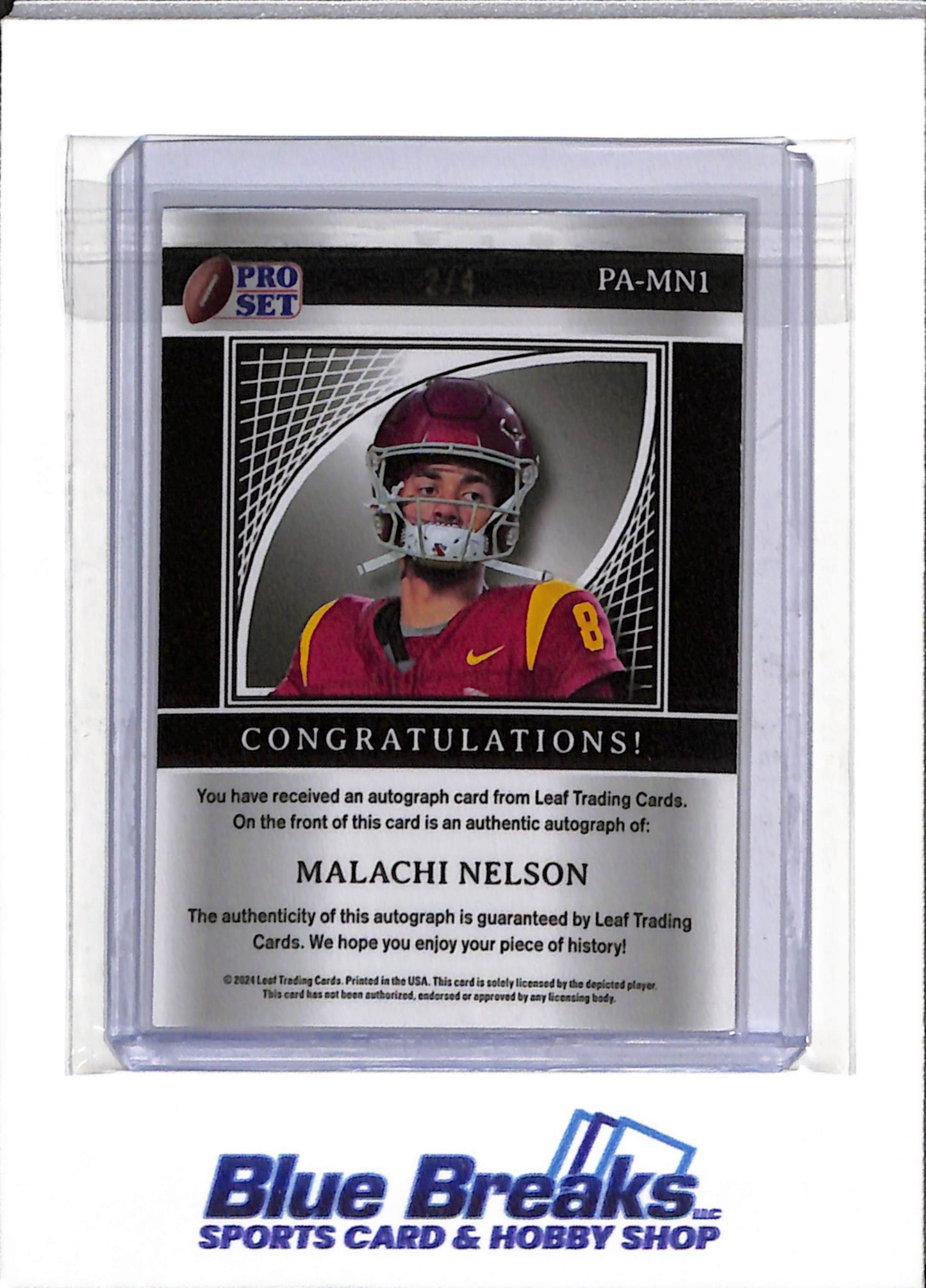 2024 Leaf - Pro Set - Auto - Malachi Nelson - 2/4 - #PA-MN1 - Football - Syracuse - drop