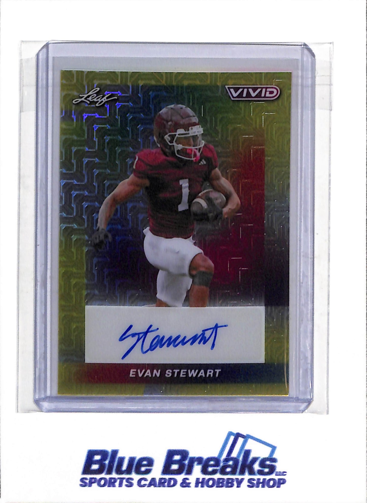 2024 Leaf - Vivid - Rainbow Refractor - Evan Stewart - 3/10 - #BA-ES1 - Football - Ducks - drop
