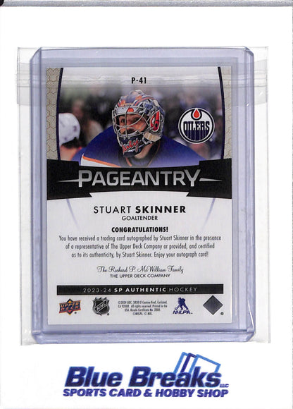 2024 Upper Deck - Pageantry - Auto - Stuart Skinner - #P-41 - Ice Hockey - Oilers - drop