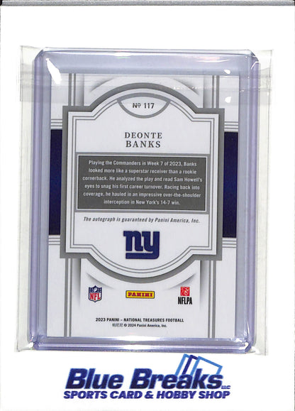 2023 Panini - National Treasures - Rookie Card - Auto - Deonte Banks - 44/99 - #117 - Football - Giants - drop