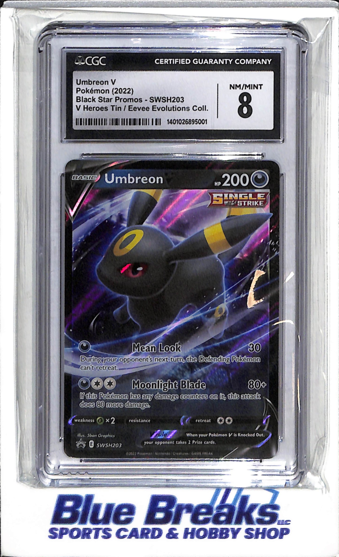 2022 Pokemon - Black Star Promo - V Heroes Tin - Eevee Evolution Collection - Umbreon V - CGC8 - #SWSH203 - drop