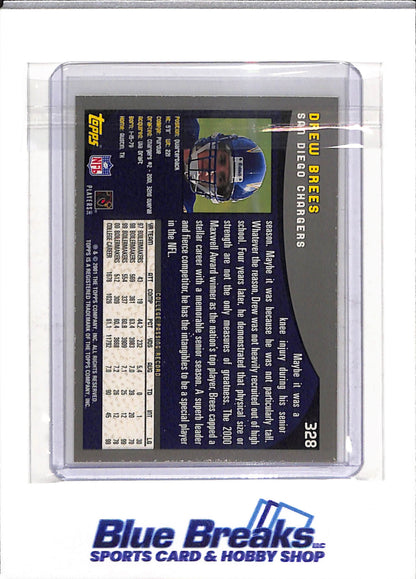 2001 Topps - Rookie Card - Drew Brees - #328 - Football - Chargers - drop