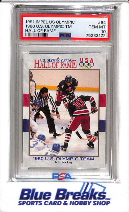 1991 Impel - US Olympic - Hall of fame - 1980 U.S. Olympic Team - PSA10 - #64 - Ice Hockey - drop