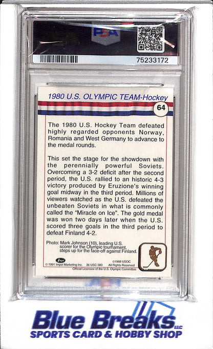 1991 Impel - US Olympic - Hall of fame - 1980 U.S. Olympic Team - PSA10 - #64 - Ice Hockey - drop