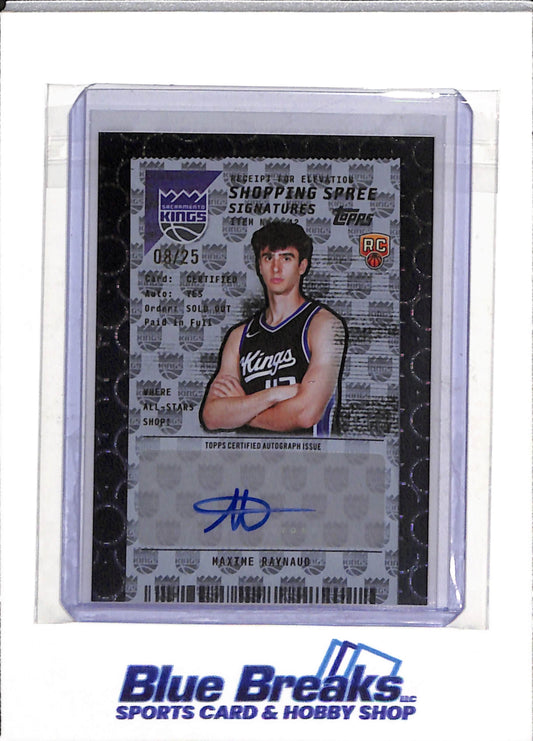 2025 Topps - Shopping Spree Signatures - Rookie Card - Maxime Raynaud - 08/25 - #SSA-MR - Basketball - Kings - drop