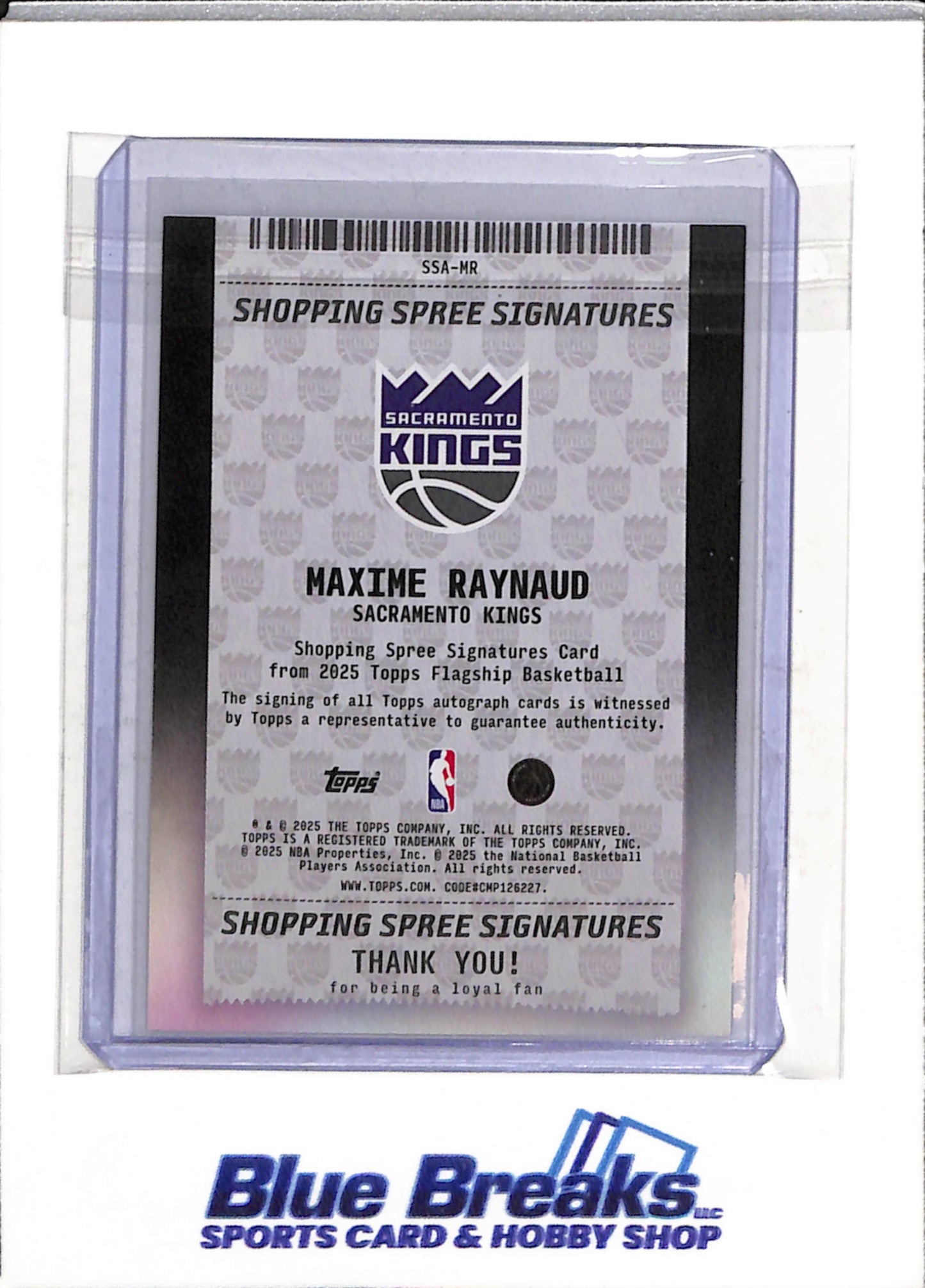 2025 Topps - Shopping Spree Signatures - Rookie Card - Maxime Raynaud - 08/25 - #SSA-MR - Basketball - Kings - drop