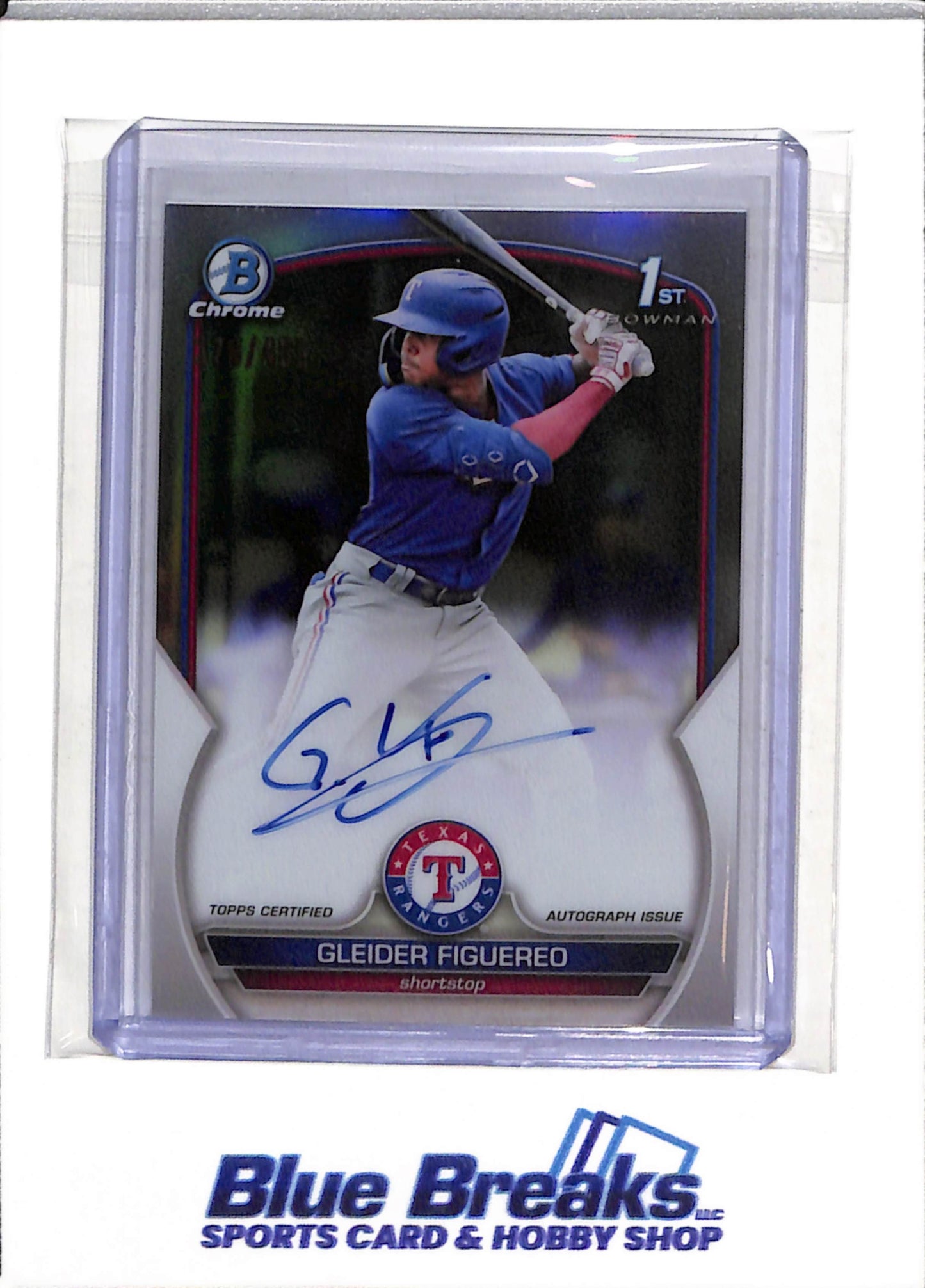 2023 Topps- Bowman Chrome - Silver Refractor - Gleider Figuereo - auto - 378/499 - #CPA-GF - Baseball - Rangers - drop