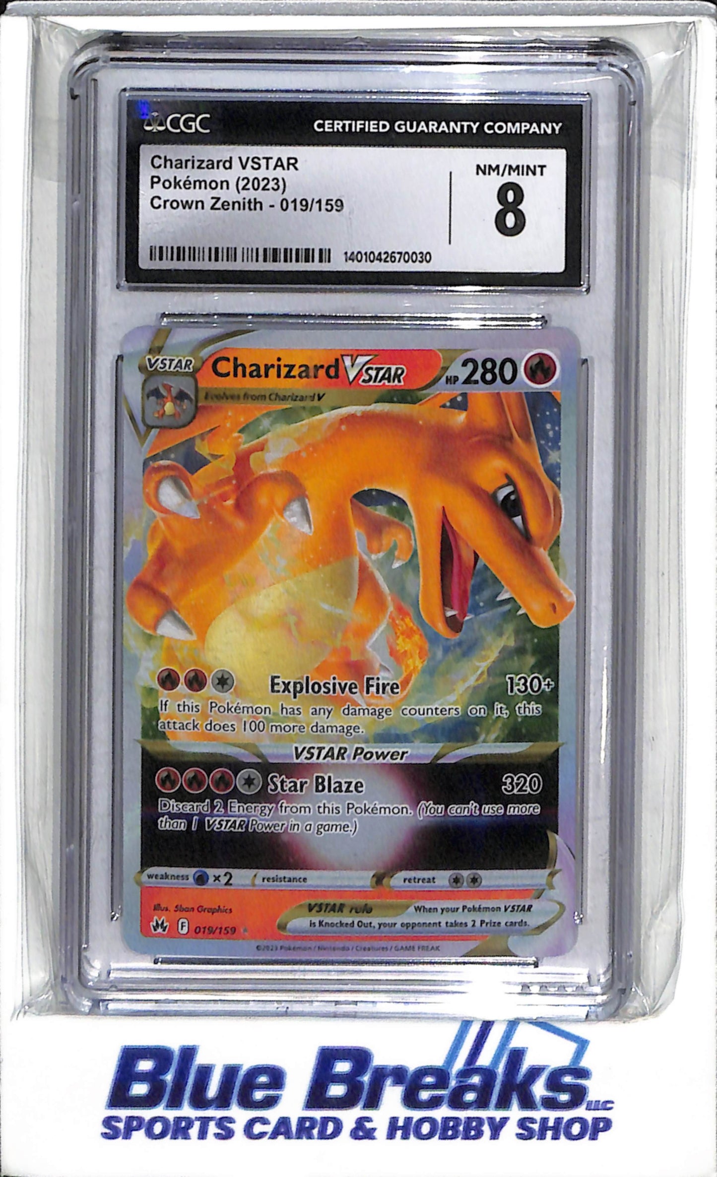 2023 Pokemon - Crown Zenith - Illustration Foil - Charizard VStar -CGC8 - #019/159 - drop