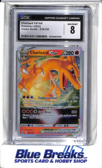 2023 Pokemon - Crown Zenith - Illustration Foil - Charizard VStar -CGC8 - #019/159 - drop