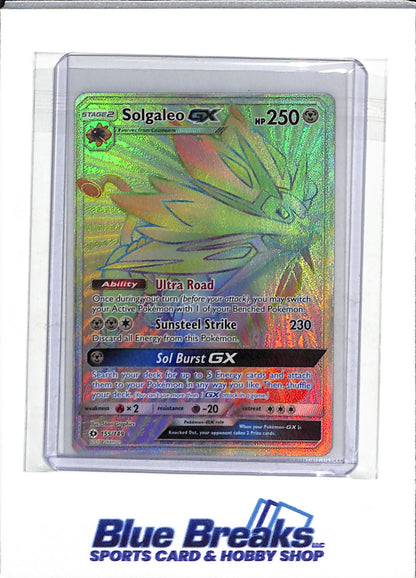 2017 Pokemon - Sun & Moon - Rainbow Foil - Solgaleo gx - #155/149 - drop