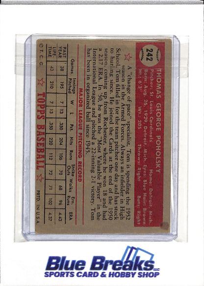 1952 Topps - Tom Poholsky - #242 - Baseball - Cardinals - drop