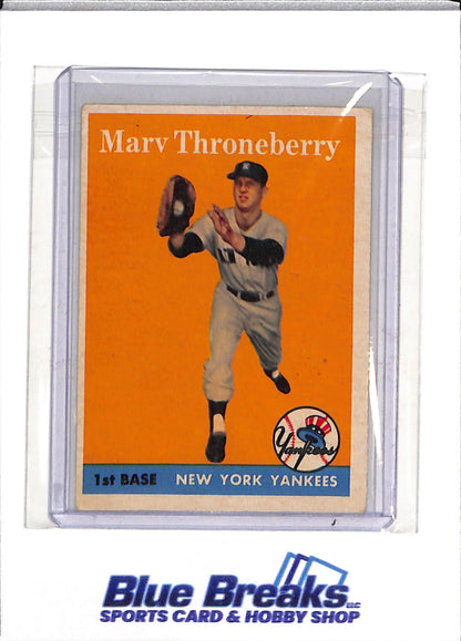 1958 Topps - Marv Throneberry - #175 - Baseball - Yankees - drop