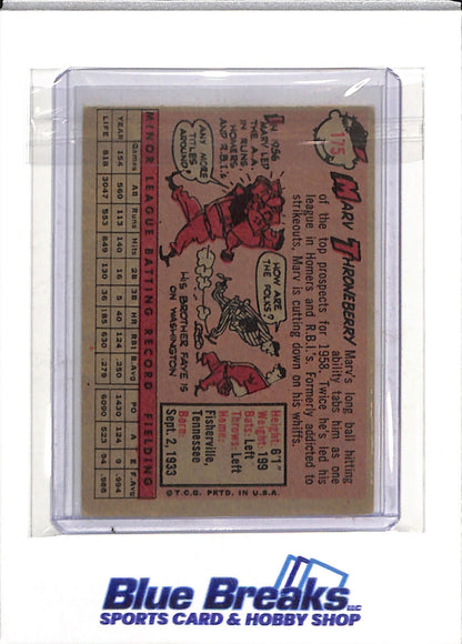 1958 Topps - Marv Throneberry - #175 - Baseball - Yankees - drop