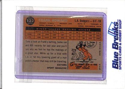 1960 Topps - Rookie Star - Frank Howard - #132 - Baseball - Dodgers - drop