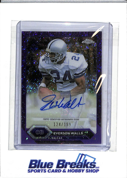 2024 Topps - Chrome- Auto - Purple Sparkle - Everson Walls - 124/199 - #TCA-EW - Football - Cowboys - drop