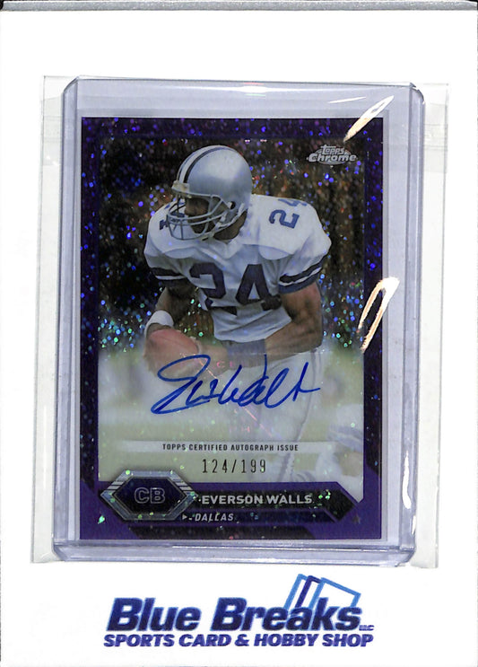 2024 Topps - Chrome- Auto - Purple Sparkle - Everson Walls - 124/199 - #TCA-EW - Football - Cowboys - drop