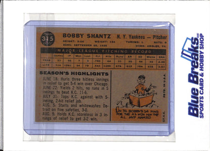 1960 Topps - Bobby Shantz - #315 - Baseball - Yankees - drop