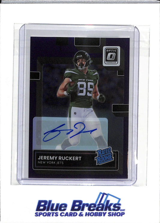 2022 Panini - Optic - Donruss - Purple Foil Auto- Jeremy Ruckert - 14/35 - #291 - Football - Jets