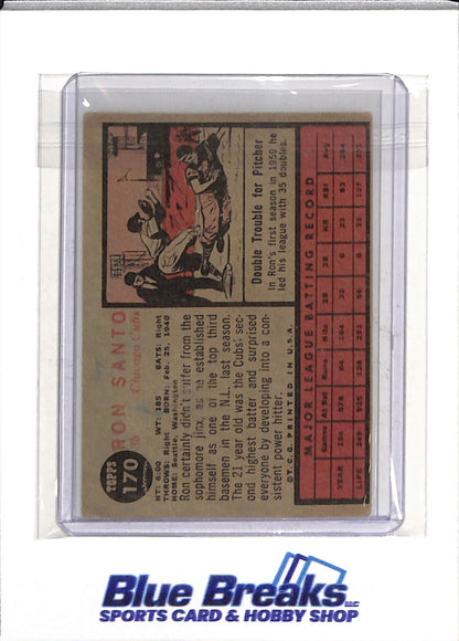 1962 Topps - Ron Santo - #170 - Baseball - Cubs - drop
