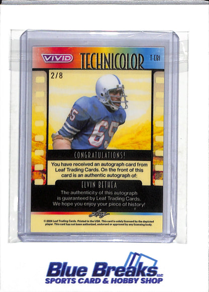 2024 Leaf - Vivid - Technicolor - Cracked Ice - Auto - Elvin Bethea - 2/8 - #T-EBI - Football - Oilers - drop