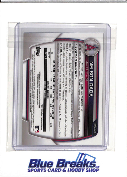 2023 Topps - Bowman Chrome - Silver Refractor - Auto - Nelson Rada - #BMA-NR - Baseball - Angels - drop