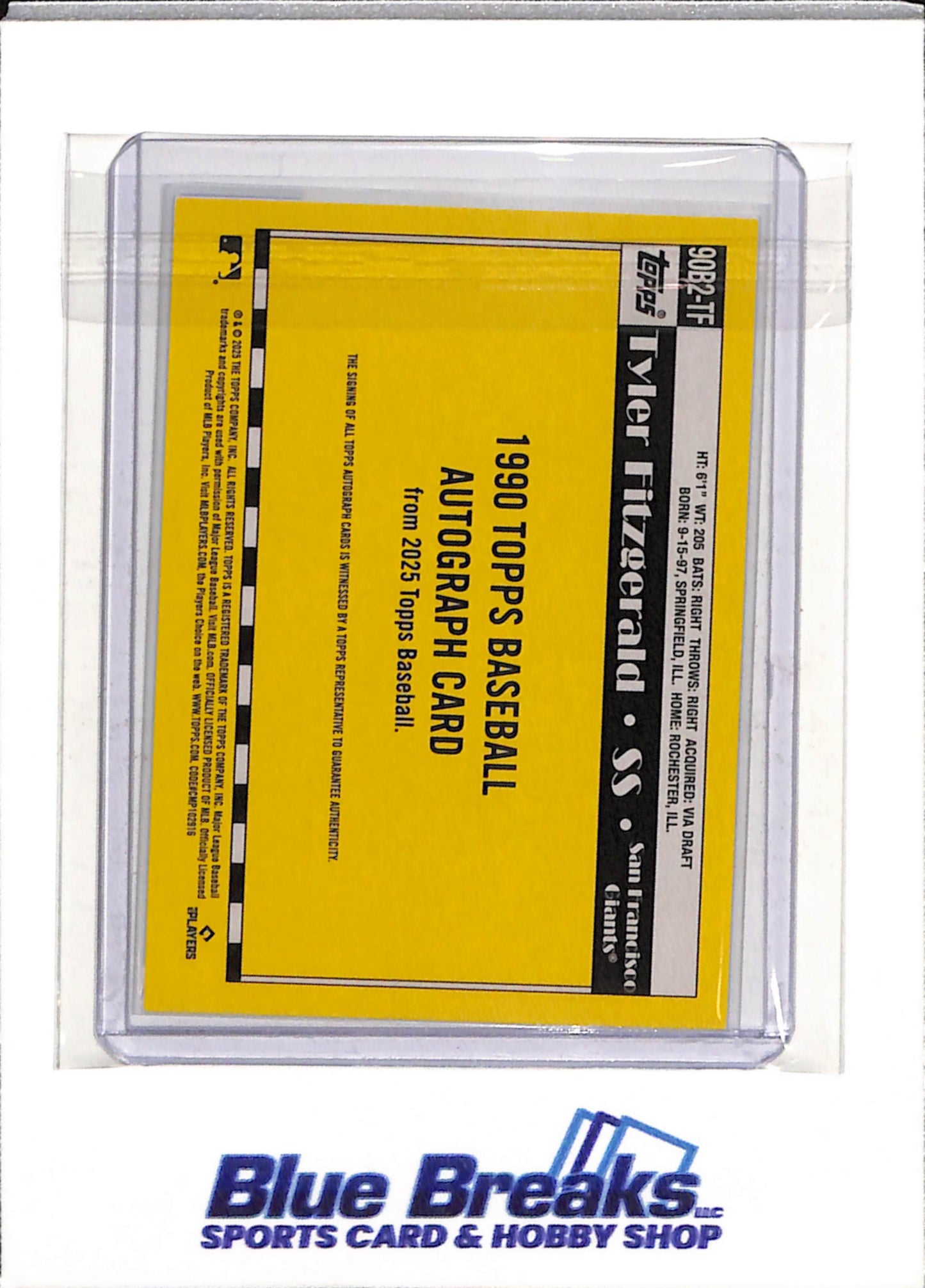 2025 Topps - 35th Anniversary - Auto - Tyler Fitzgerald - #90B2-TF - Baseball - Giants - drop