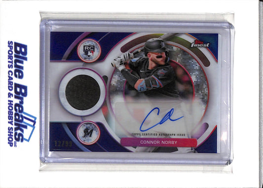 2025 Topps - Finest - Rookie Card - Relic - Auto - Blue - Connor Norby - 12/99 - #RAJR-CN - Baseball - Marlins