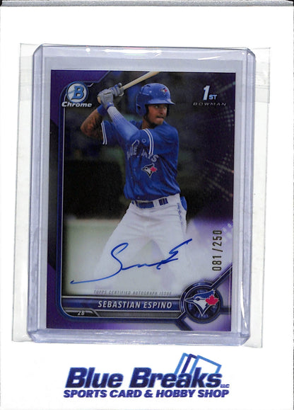 2022 Topps - Bowman Chrome - Auto - Purple Foil - Sebastian Espino - 081/250 - #CPA-SE - Baseball - Cardinals - drop