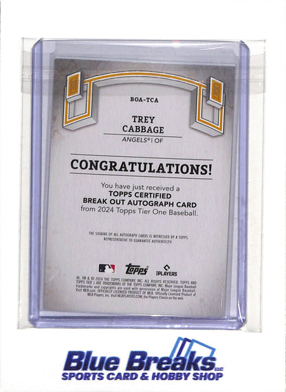 2024 Topps - Tier One - Rookie Card - Auto - Trey Cabbage - 135/249 - #BOA-TCA - Baseball - Angels - drop