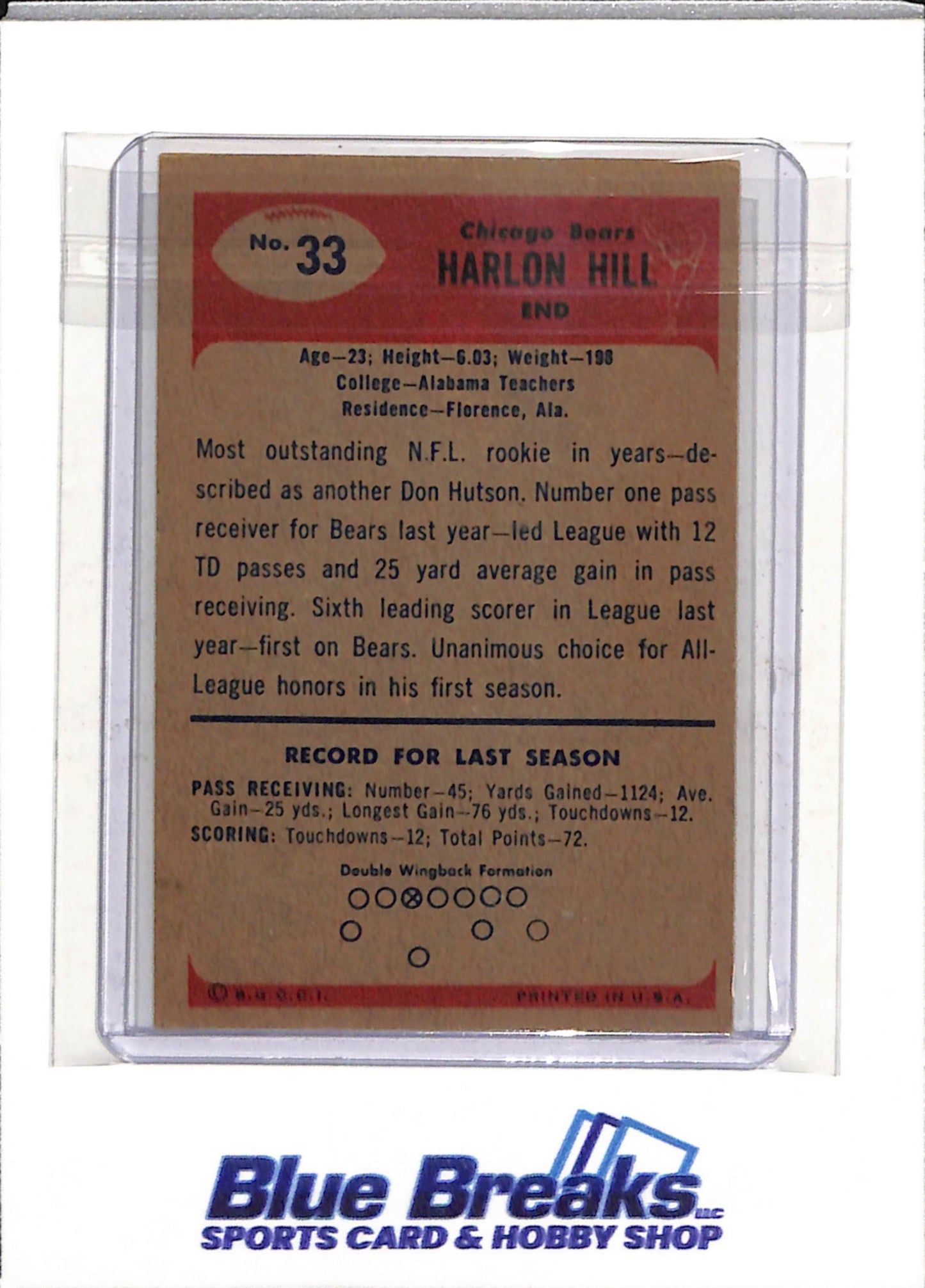 1955 Bowman - Harlon Hill - #33 - Football - Bears - drop