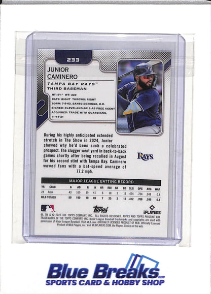 2025 Topps - Players - Purple Foil - Junior Caminero - 91/99 - #233 - Baseball - Rays - drop