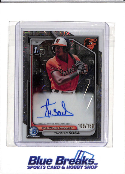 2024 Topps - Bowman Chrome - Silver Refractor - Auto - Thomas Sosa - 109/150 - #CPA-TS - Baseball - Orioles - drop