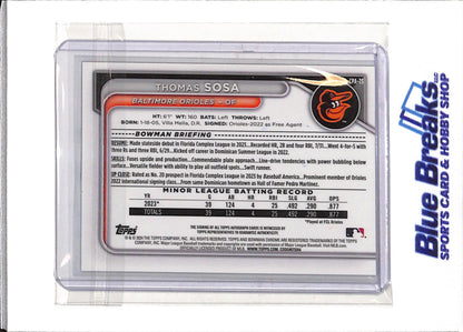 2024 Topps - Bowman Chrome - Silver Refractor - Auto - Thomas Sosa - 109/150 - #CPA-TS - Baseball - Orioles - drop