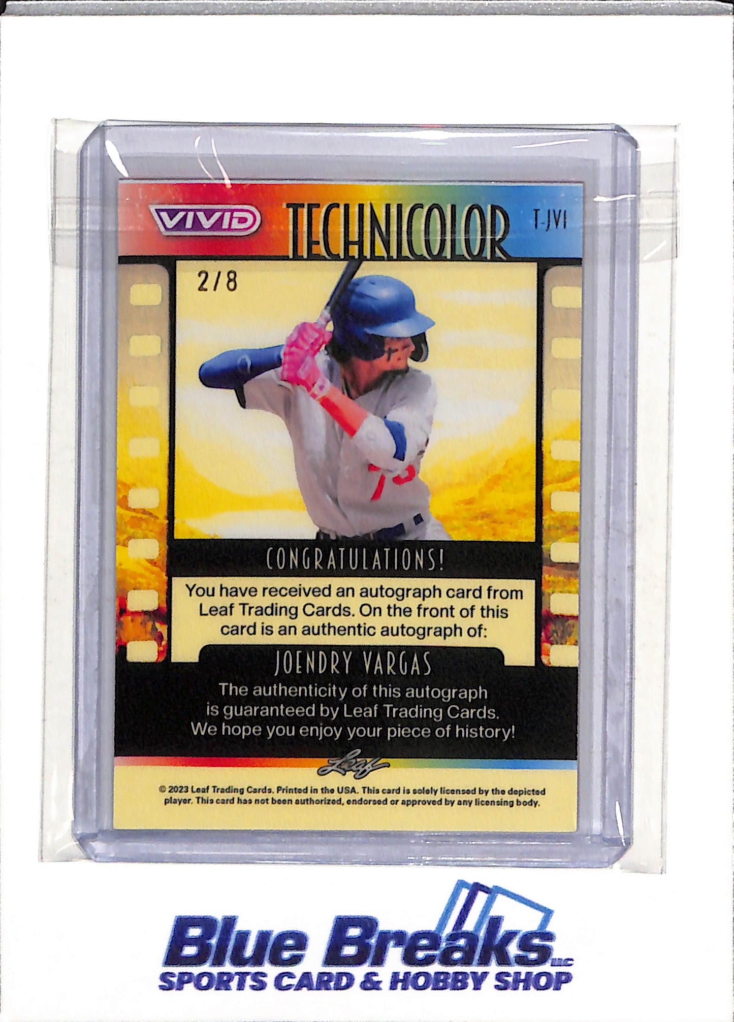 2023 Leaf - Vivid - Technicolor - Auto Refractor - Joendry Vargas - 2/8 - #T-JVI - Baseball - Dodgers - drop