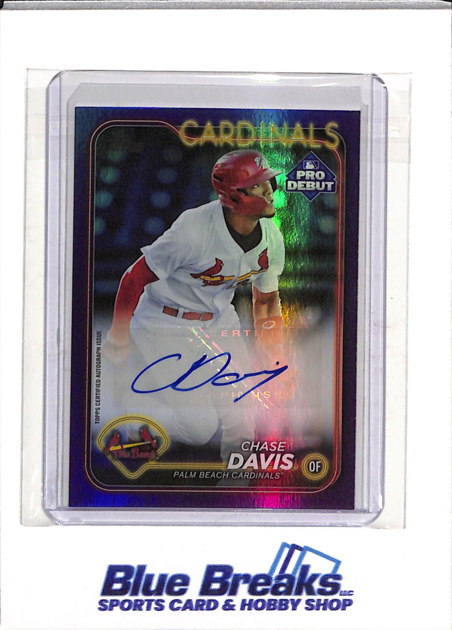 2024 Topps - Pro Debut - Purple Border - Auto - Chase Davis - 096/299 - #PD-149 - Baseball - Cardinals - drop