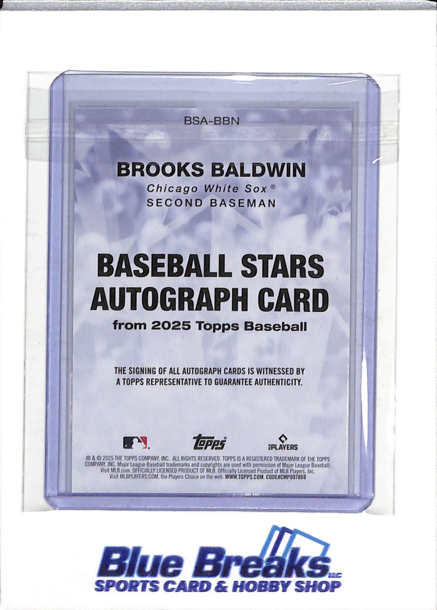 2025 Topps - Rookie Card - Autograph Issue - Rookie Card - Brooks Baldwin - #BSA-BBN - Baseball - White Sox - drop
