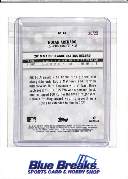 2022 Topps - Career Year - Nolan Arenado - 20/25 - #CY-13 - Baseball - Rockies - drop